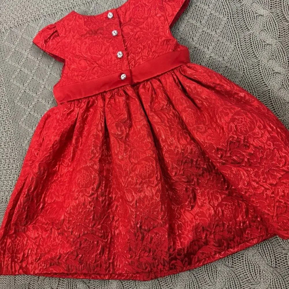 Camilla Red Brocade Dress ~ 12M
